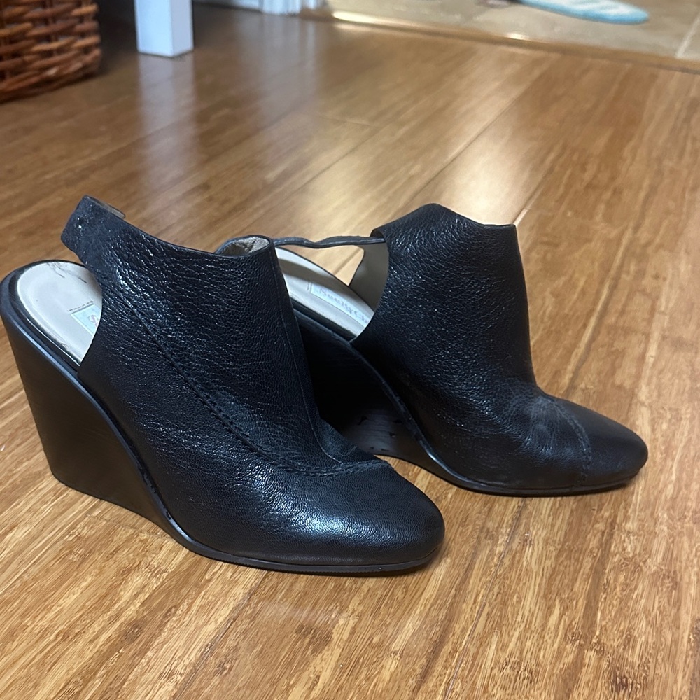 See By Chloe Black Leather Wedge booties size 36.5 worn once